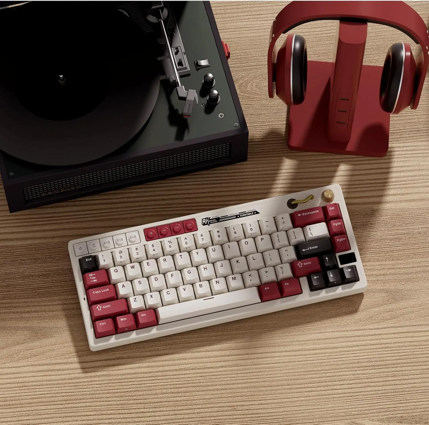 RK ROYAL KLUDGE M65 Wireless Mechanical Keyboard with Volume Knob, 60% Tri-Mode Gaming Keyboard 2.4G/BT/USB-C, Gasket Mount, Battery Display, PBT Keycaps, Hot-Swappable Cream Switch, White