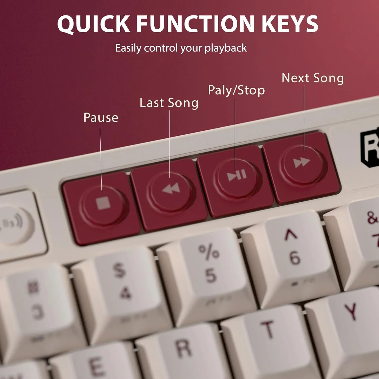 RK ROYAL KLUDGE M65 Wireless Mechanical Keyboard with Volume Knob, 60% Tri-Mode Gaming Keyboard 2.4G/BT/USB-C, Gasket Mount, Battery Display, PBT Keycaps, Hot-Swappable Cream Switch, White
