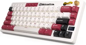RK ROYAL KLUDGE M65 Wireless Mechanical Keyboard with Volume Knob, 60% Tri-Mode Gaming Keyboard 2.4G/BT/USB-C, Gasket Mount, Battery Display, PBT Keycaps, Hot-Swappable Cream Switch, White