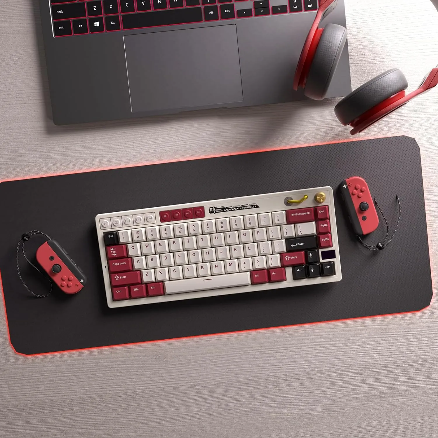 RK ROYAL KLUDGE M65 Wireless Mechanical Keyboard with Volume Knob, 60% Tri-Mode Gaming Keyboard 2.4G/BT/USB-C, Gasket Mount, Battery Display, PBT Keycaps, Hot-Swappable Cream Switch, White