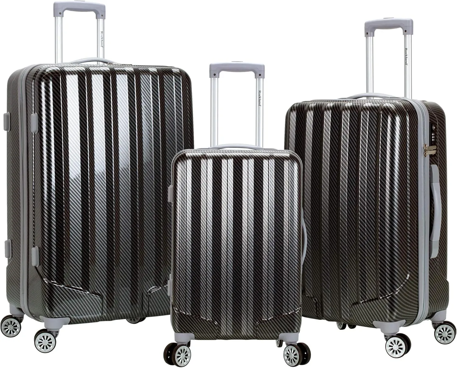 Rockland Barcelona Hardside 9 Travel Gear Luggage, Black, 3-Piece Set (22/24/28)