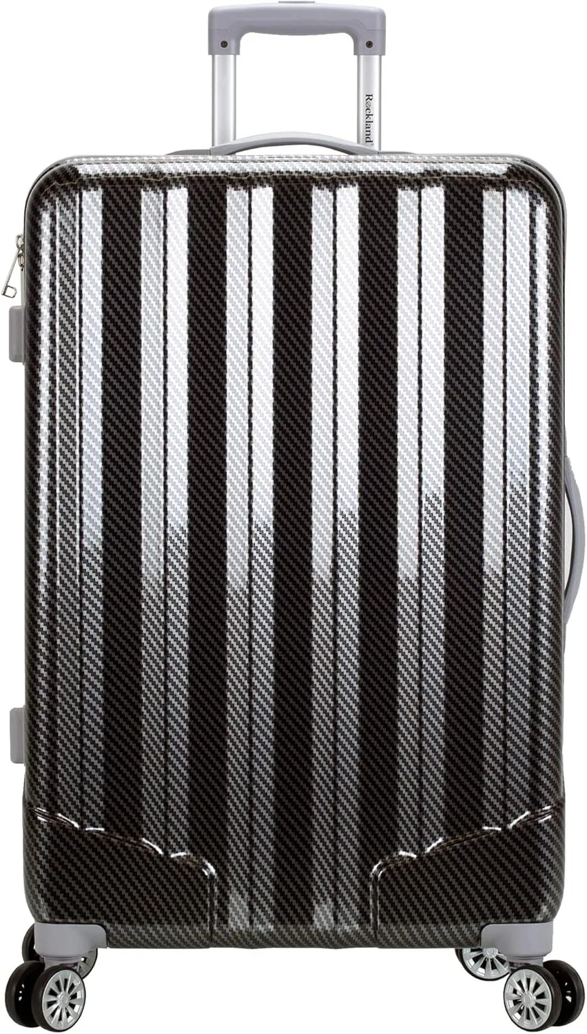 Rockland Barcelona Hardside 9 Travel Gear Luggage, Black, 3-Piece Set (22/24/28)