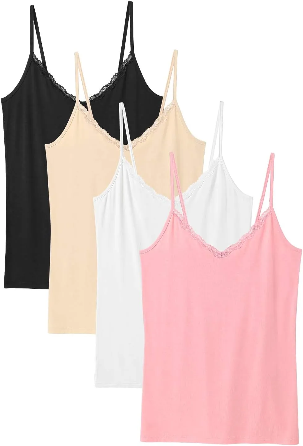 Rosyline V Neck Camisoles for Women Adjustable Lace Cami Undershirt Spaghetti Strap Lace Tank Tops