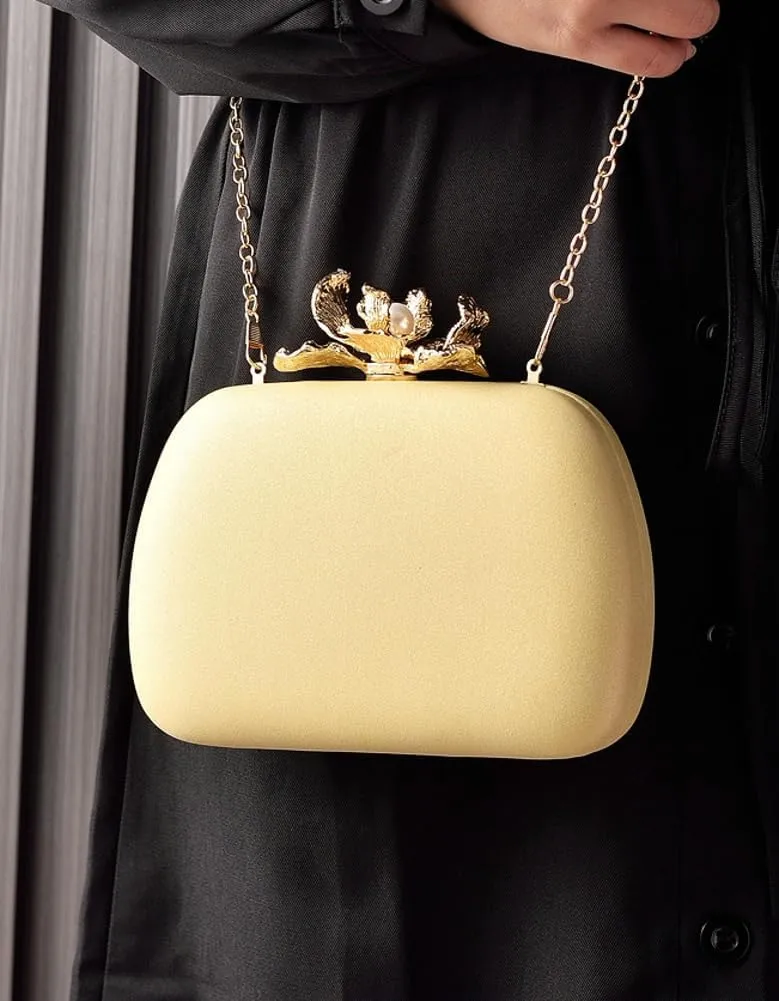 Rungion Womens Clutch Purses Evening Bag with Chain for Wedding Party Shoulder Crossbody Bag Handbags with Flower Clasp