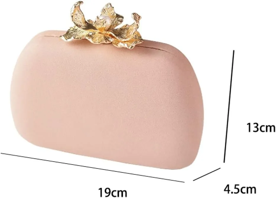 Rungion Womens Clutch Purses Evening Bag with Chain for Wedding Party Shoulder Crossbody Bag Handbags with Flower Clasp