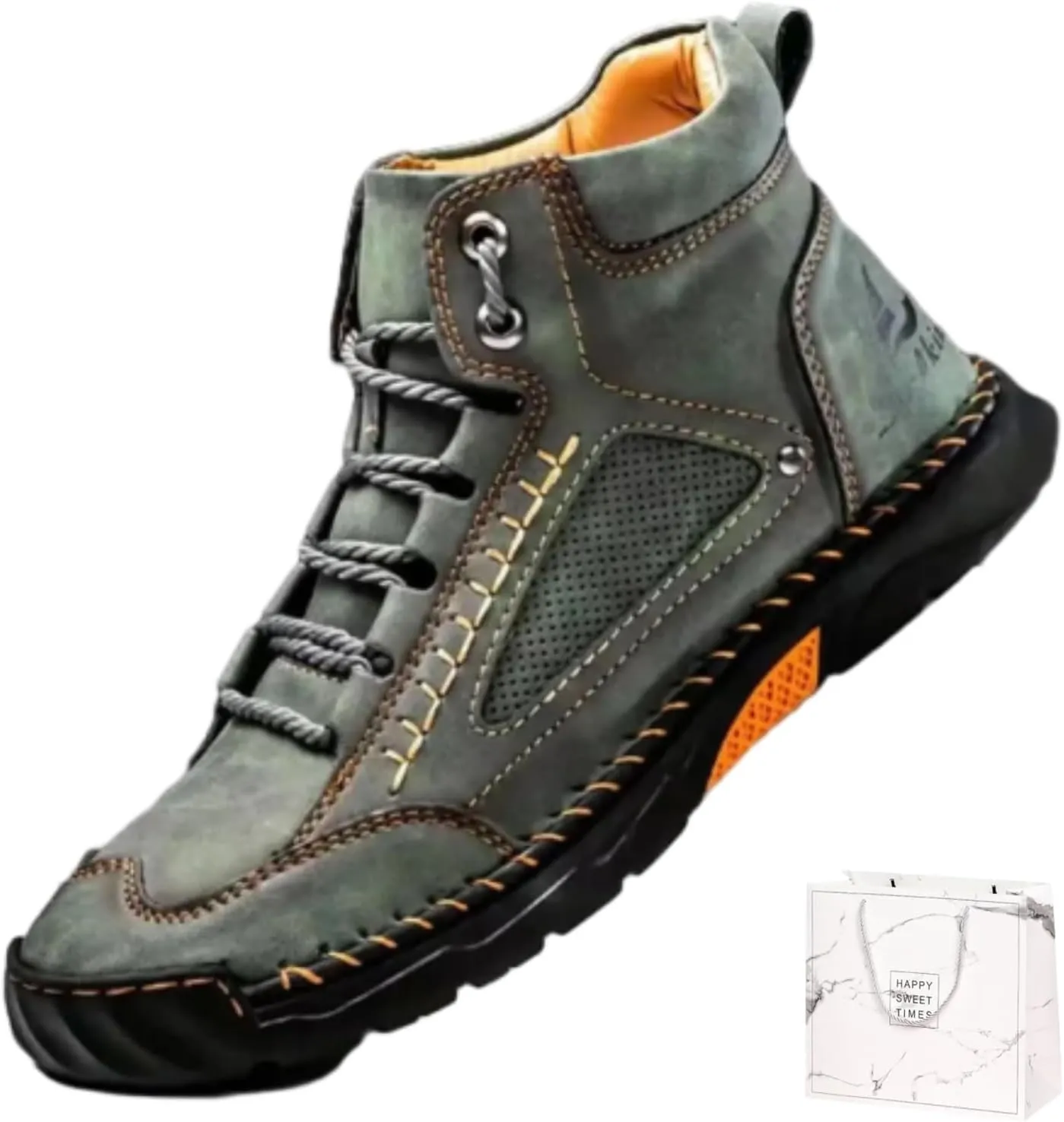Sawbehind Men's Comfortable Handmade Leather Boots, Saw Behind Mens Boots Wide, Waterproof, Arch Support