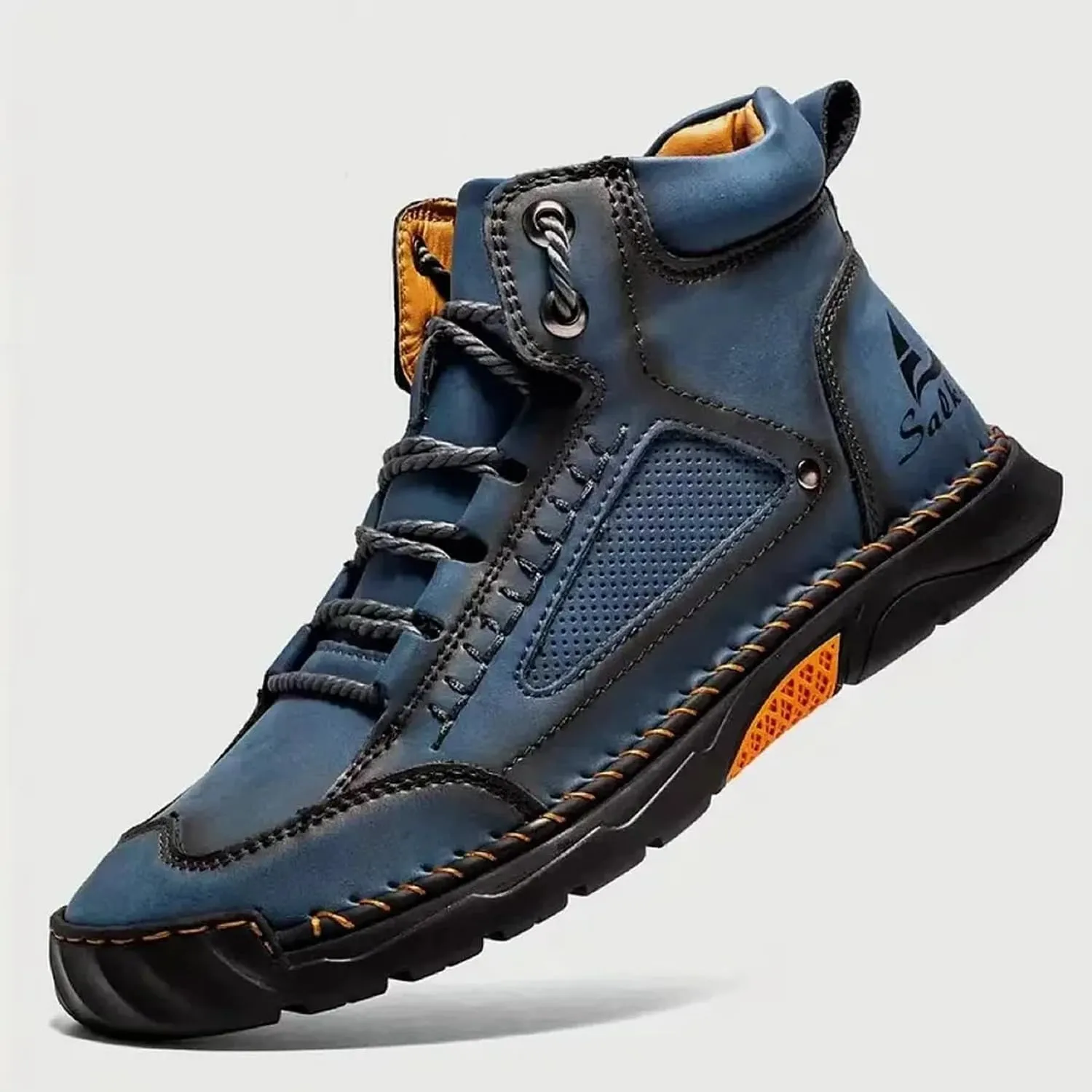 Sawbehind Men's Comfortable Handmade Leather Boots, Saw Behind Mens Boots Wide, Waterproof, Arch Support