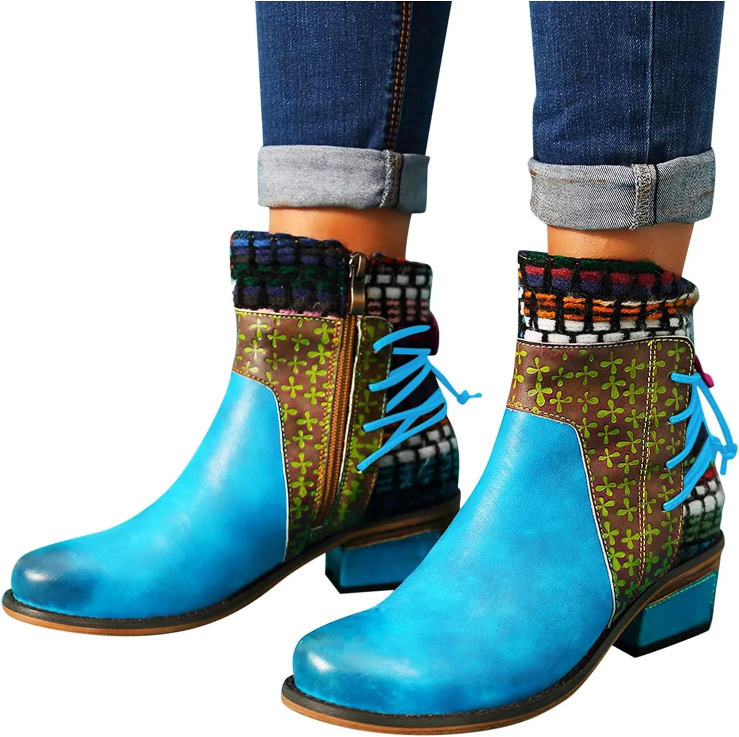 SBGMoSJ Ankle Boots Wedge for Women Leather High Heel Ankle Boots for Women Sexy Blowfish Wedge Booties for Women Short Brown Winter Boots for Women Botas Para Mujer Elegantes Bajitas
