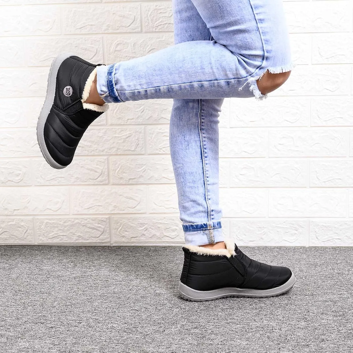 SBGMoSJ Waterproof Winter Boots Women Orthotic Womens Winter Boots Wide Ankle Womens Winter Booties with Fur Womens Waterproof Ankle Boots for Walking Boots for Women Winter