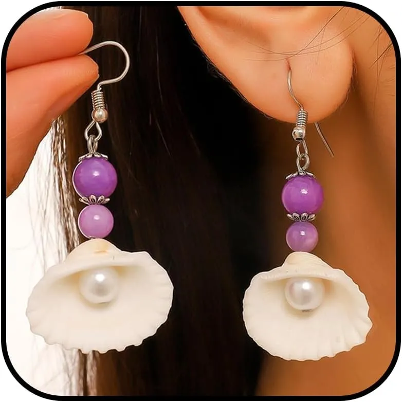 Sea Shell Earrings for Women Dangle Lightweight Beach Jewelry Gifts Handmade Vacation Accessories for Her Nautical-Inspired Shell Earrings for Summer Outfits