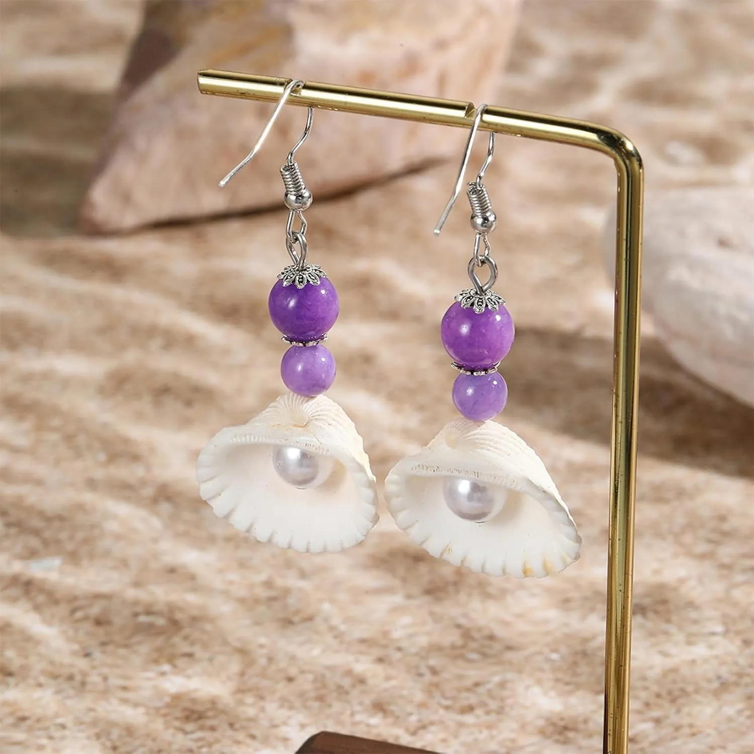 Sea Shell Earrings for Women Dangle Lightweight Beach Jewelry Gifts Handmade Vacation Accessories for Her Nautical-Inspired Shell Earrings for Summer Outfits