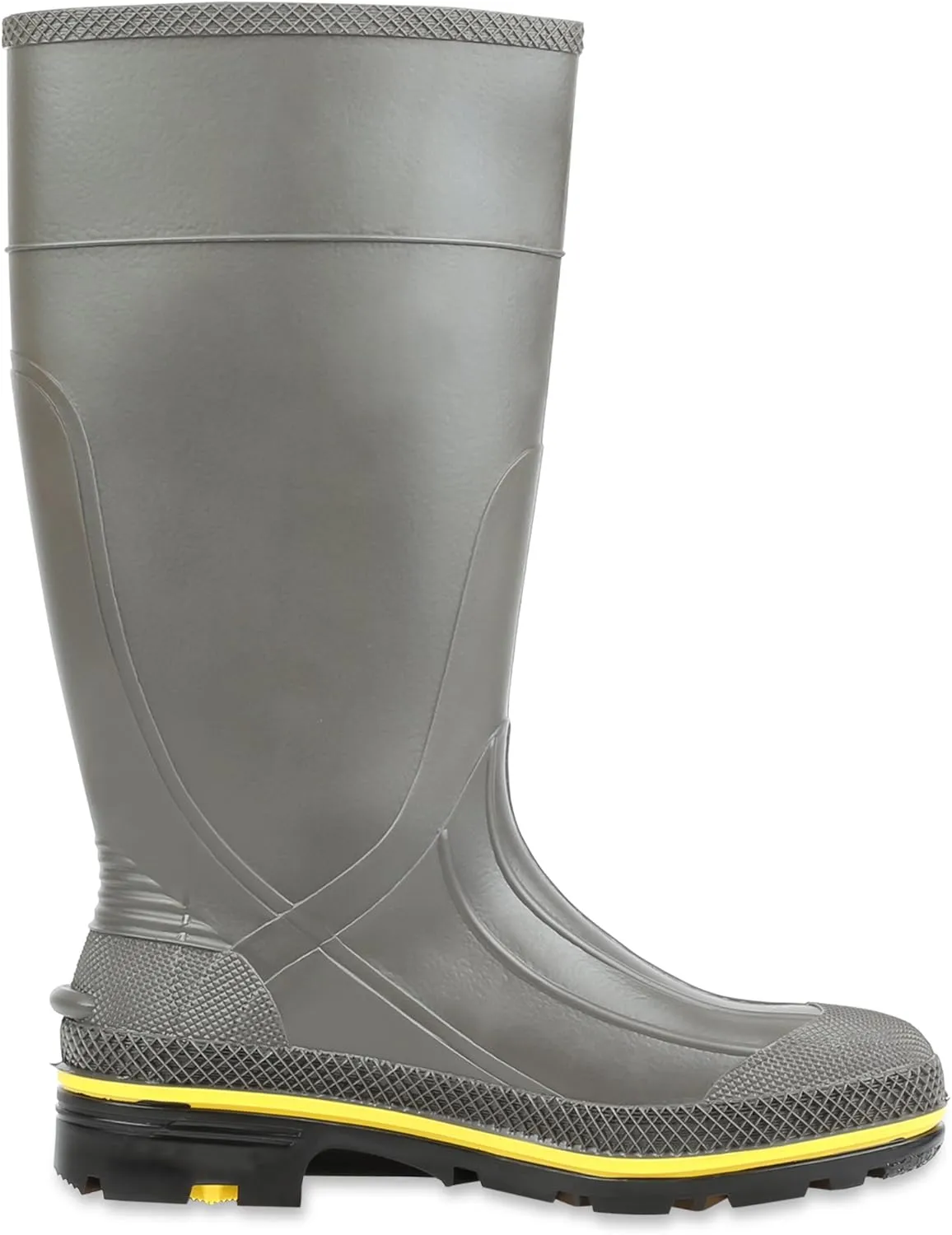 Servus Pro 15" PVC Chemical-Resistant Steel Toe Men's Work Boots, Gray, Yellow & Black (75101), 12
