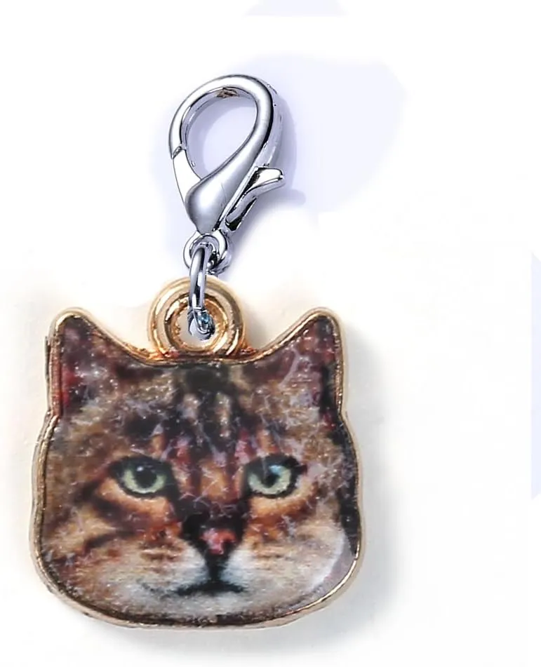 Sexy Sparkles Cat Face Clip on lobster clasp charm for link charm bracelets,necklaces or keychains