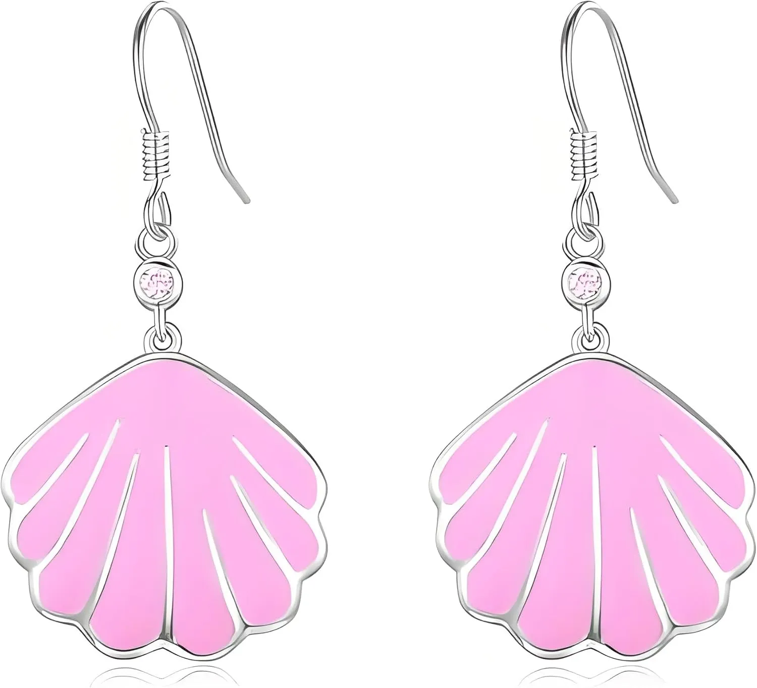 Shell Earrings 925 Sterling Silver Ocean Theme Dangle Earrings Hypoallergenic Pink Jewelry Gifts for Women