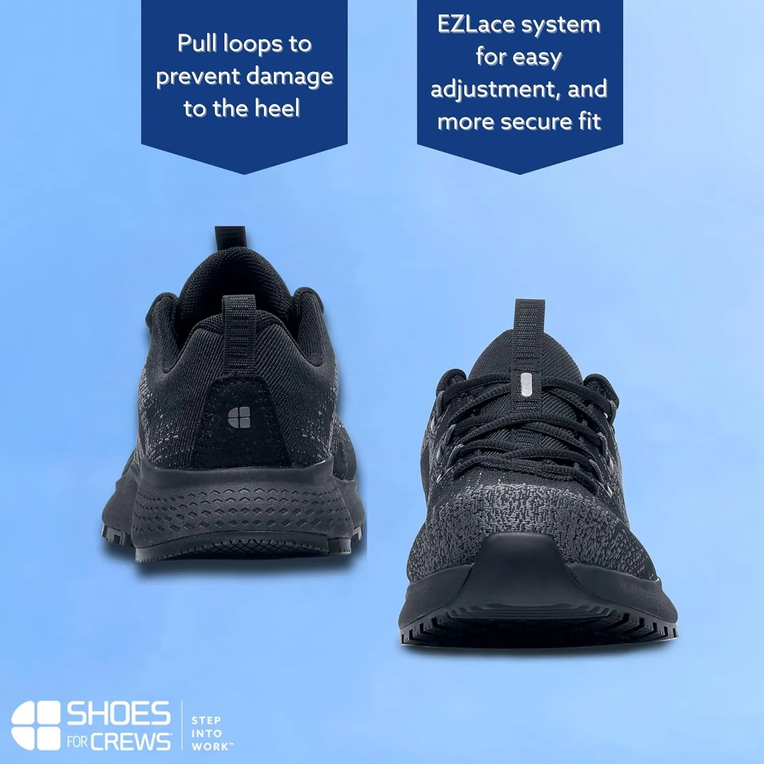 Shoes for Crews Heather II, Women's Nano Composite Toe (NCT) Work Shoes, Slip Resistant, Water Resistant, Black, Size 7 Wide