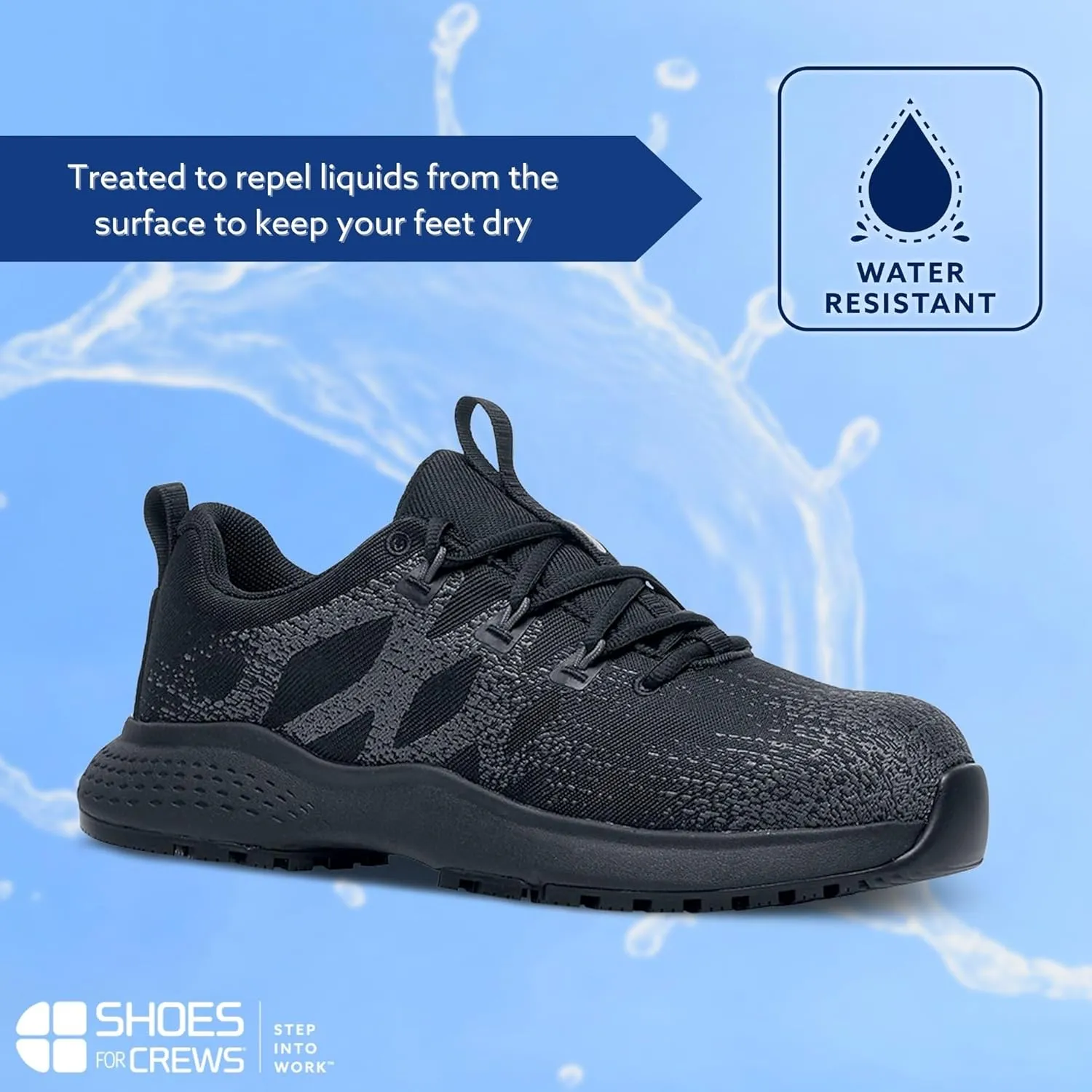 Shoes for Crews Heather II, Women's Nano Composite Toe (NCT) Work Shoes, Slip Resistant, Water Resistant, Black, Size 7 Wide