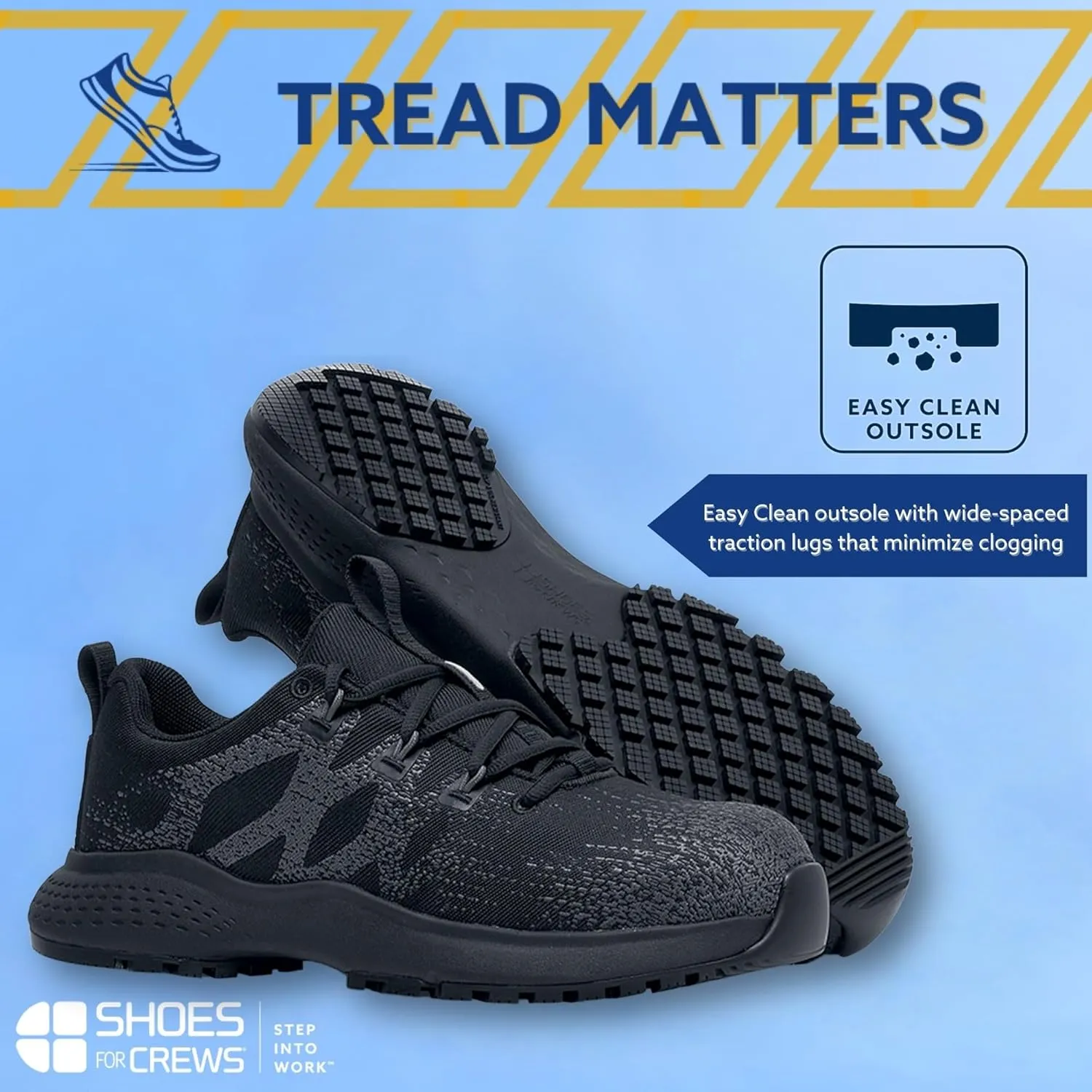Shoes for Crews Heather II, Women's Nano Composite Toe (NCT) Work Shoes, Slip Resistant, Water Resistant, Black, Size 7 Wide