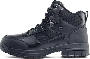 Shoes for Crews Voyager II, Men's, Women's, Unisex Steel Toe (ST) Work Boots, Slip Resistant, Water Resistant, Black, Men's 6 / Women's 7.5