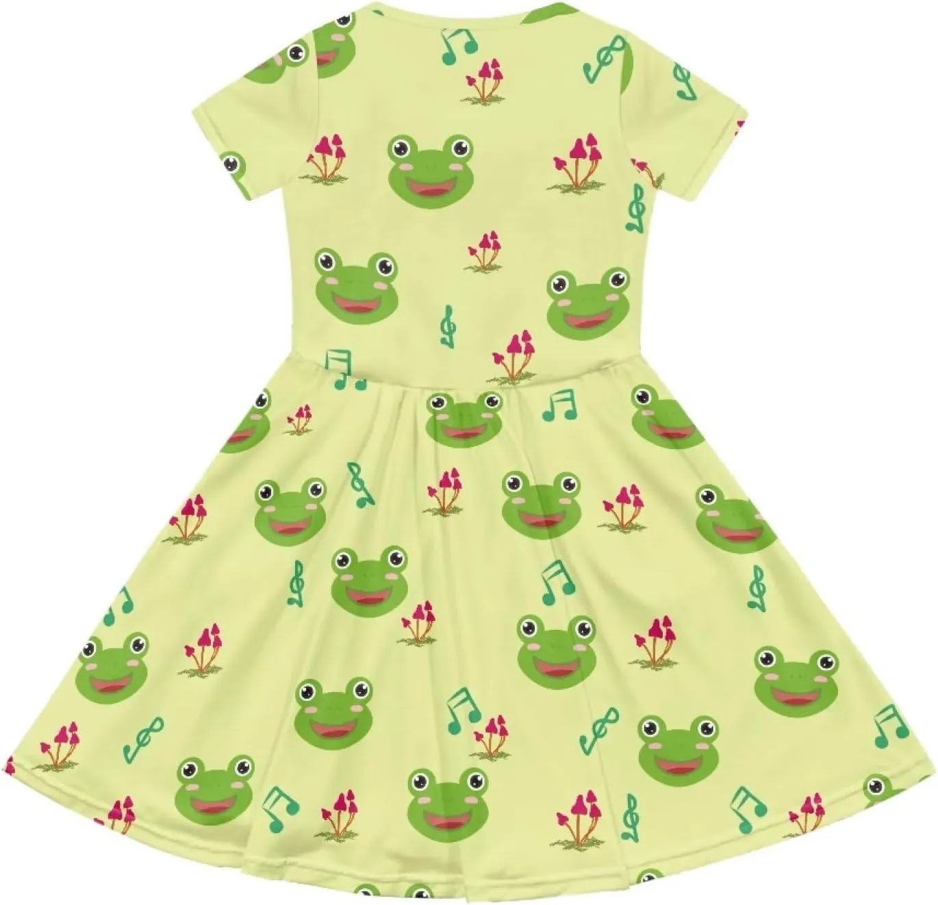 Short Sleeve Children's Dress Summer Dress for Teen Girls with Pocket Round Neckline