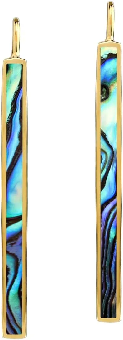 Silvershake Long Stone Inlay White Gold Plated or Yellow Gold Plated 925 Sterling Silver Linear Threader Earrings Jewelry for Women