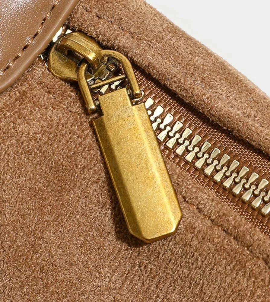 Suede Crossbody Bag Purse Satchel Handbag for Women Faux Suede Shoulder Bag Dumpling Bag Fashion Suede Tote Bag for Travel
