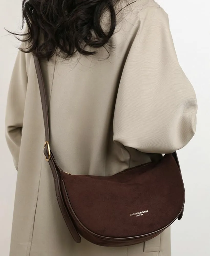 Suede Crossbody Bag Purse Satchel Handbag for Women Faux Suede Shoulder Bag Dumpling Bag Fashion Suede Tote Bag for Travel