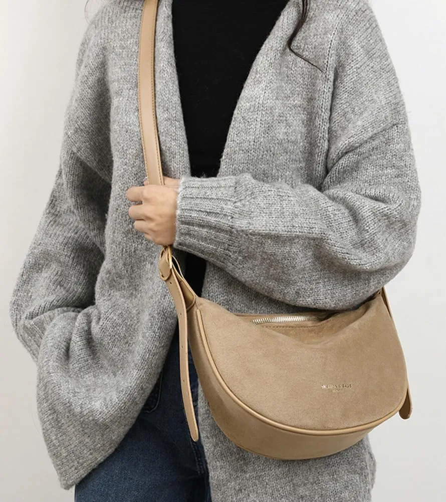 Suede Crossbody Bag Purse Satchel Handbag for Women Faux Suede Shoulder Bag Dumpling Bag Fashion Suede Tote Bag for Travel