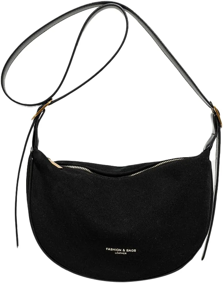 Suede Crossbody Bag Purse Satchel Handbag for Women Faux Suede Shoulder Bag Dumpling Bag Fashion Suede Tote Bag for Travel