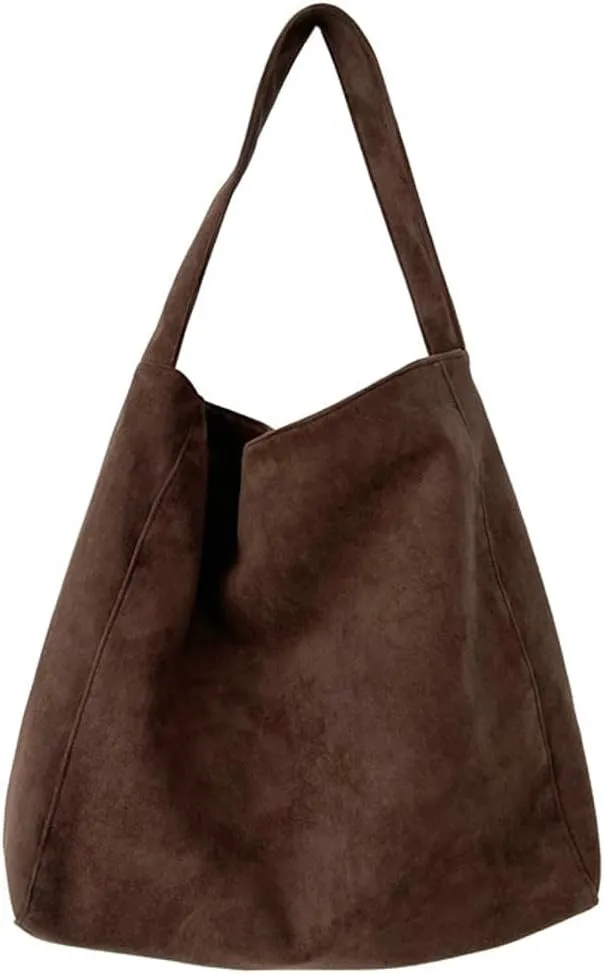 Suede Tote Bag for Women Brown Suede Purse Vintage Shoulder Bag Satchel Slouchy Bag Work Handbag Fall Purse Carryall Bag