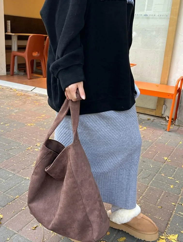 Suede Tote Bag for Women Brown Suede Purse Vintage Shoulder Bag Satchel Slouchy Bag Work Handbag Fall Purse Carryall Bag