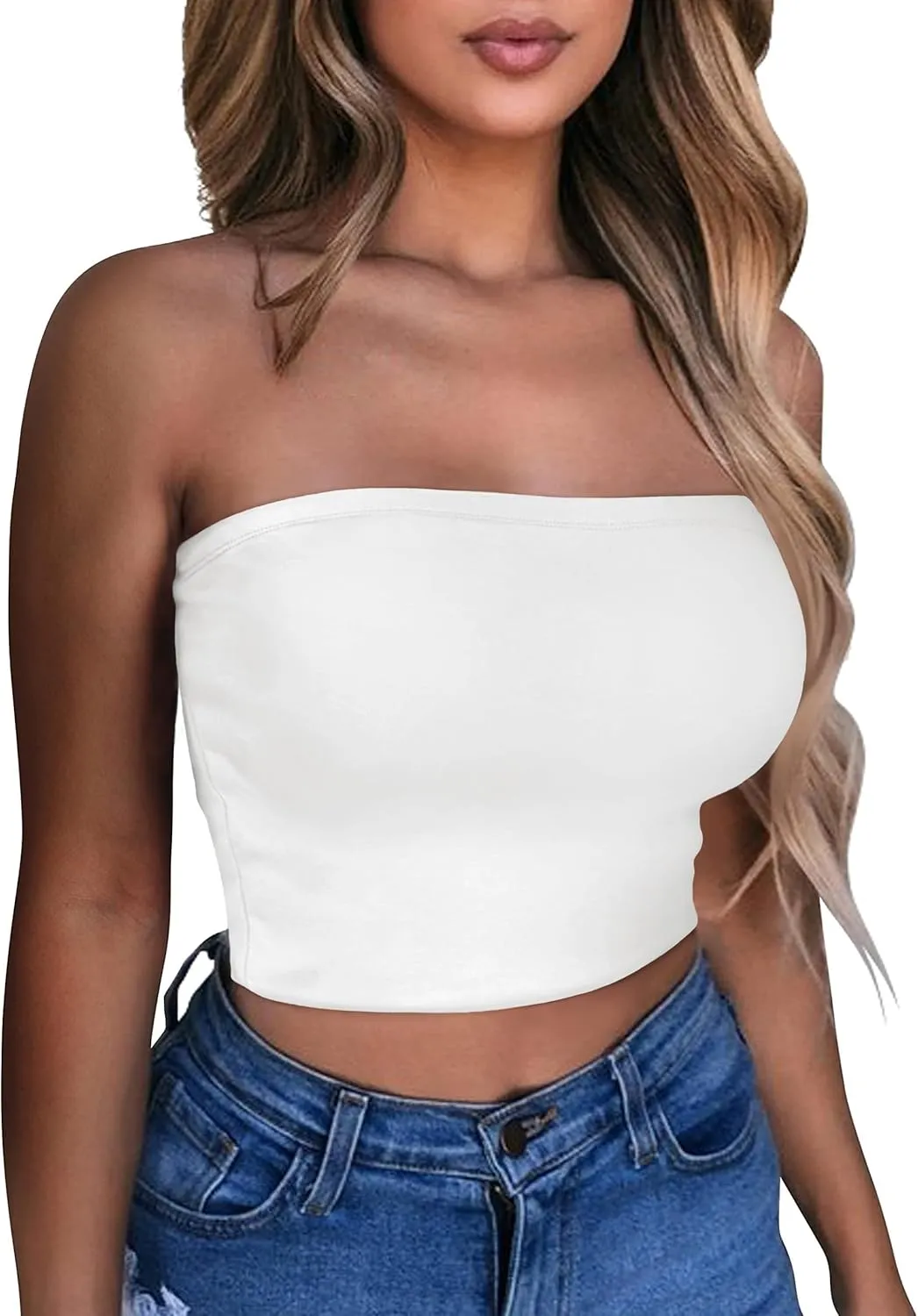 Summer Tube Tops Basic Crop Tops for Women Strapless Tank Casual Tunics Sexy Short Shirts