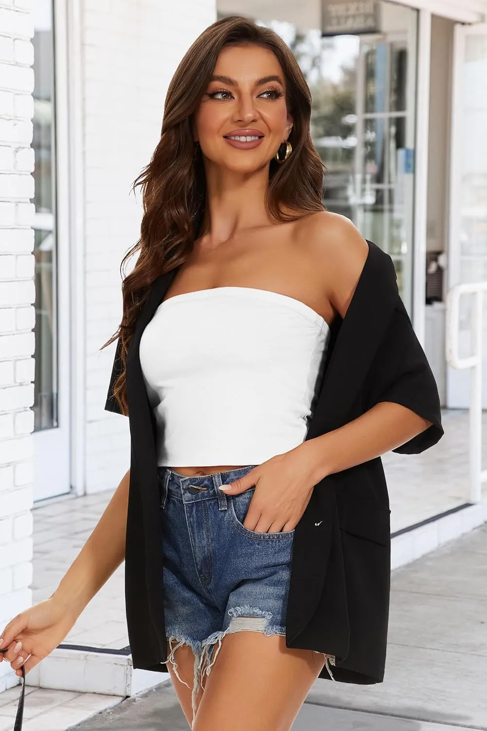 Summer Tube Tops Basic Crop Tops for Women Strapless Tank Casual Tunics Sexy Short Shirts