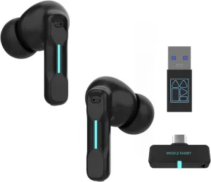 SW4 Wireless Hidden Earbuds for PC/Computer/Laptop/Mobile - Dongle & Bluetooth - 40ms Low Latency - 4 Mics  Gaming - Work Headset/Headphones for Office