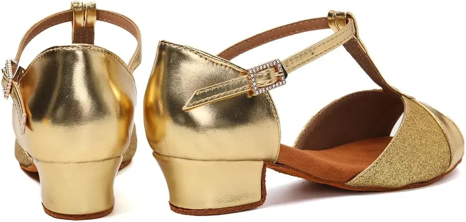 SWDZM Girls & Women's Satin Latin Dance Shoes Professional Ballroom Salsa Practice Performance Dancing Shoes Model XGG