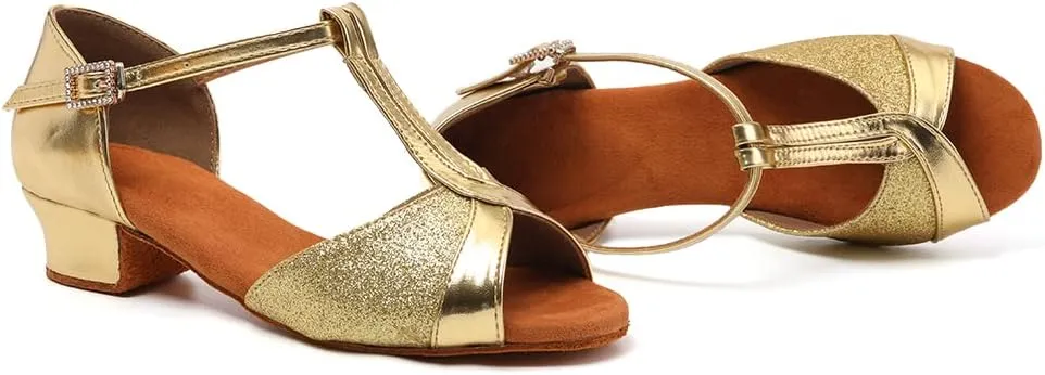 SWDZM Girls & Women's Satin Latin Dance Shoes Professional Ballroom Salsa Practice Performance Dancing Shoes Model XGG