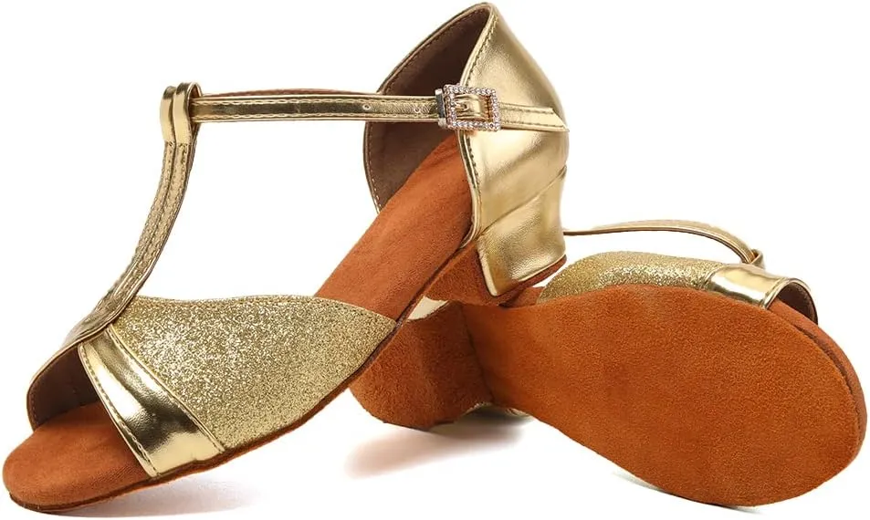 SWDZM Girls & Women's Satin Latin Dance Shoes Professional Ballroom Salsa Practice Performance Dancing Shoes Model XGG