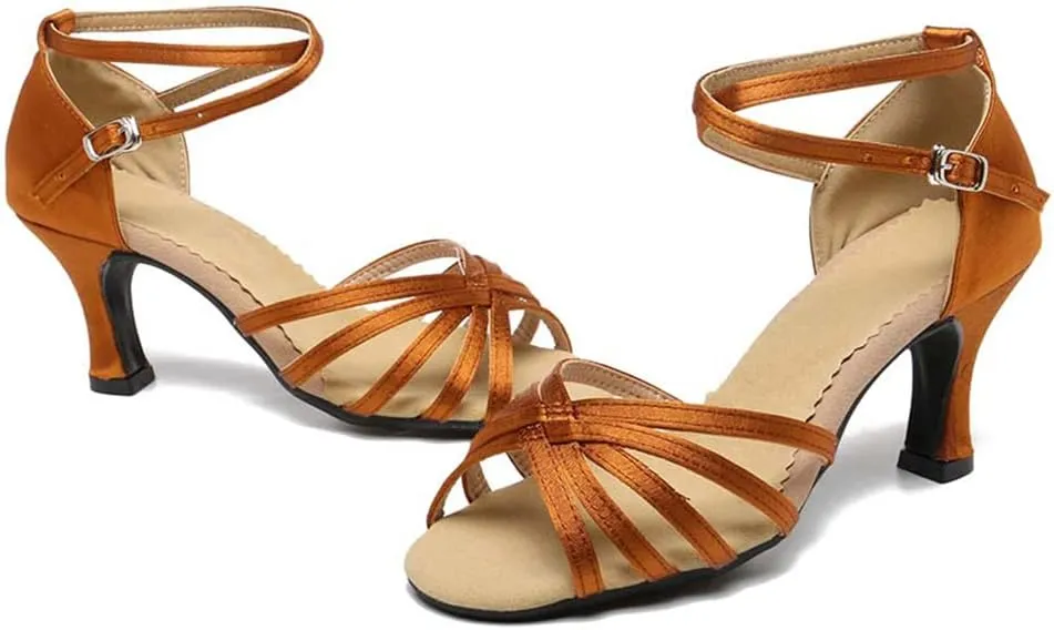 SWDZM Latin Dance Shoes for Women Salsa Bachata Ballroom Performance Dance Shoes Outdoor