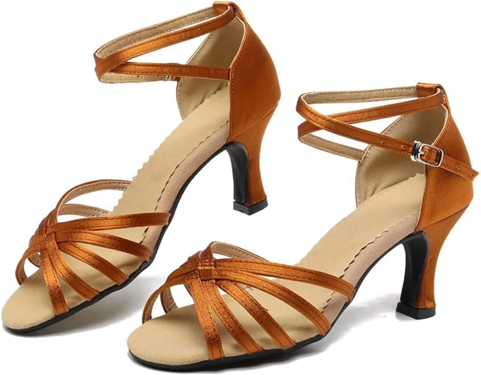 SWDZM Latin Dance Shoes for Women Salsa Bachata Ballroom Performance Dance Shoes Outdoor