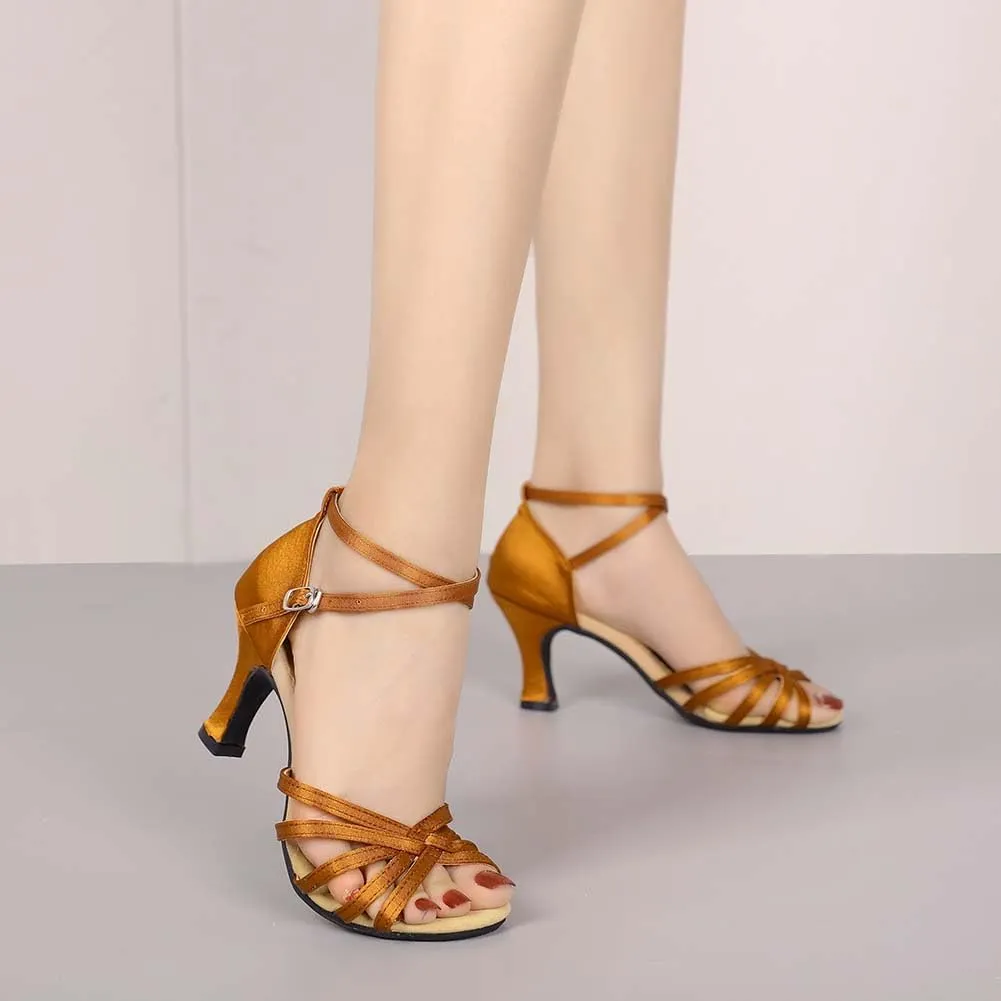 SWDZM Latin Dance Shoes for Women Salsa Bachata Ballroom Performance Dance Shoes Outdoor