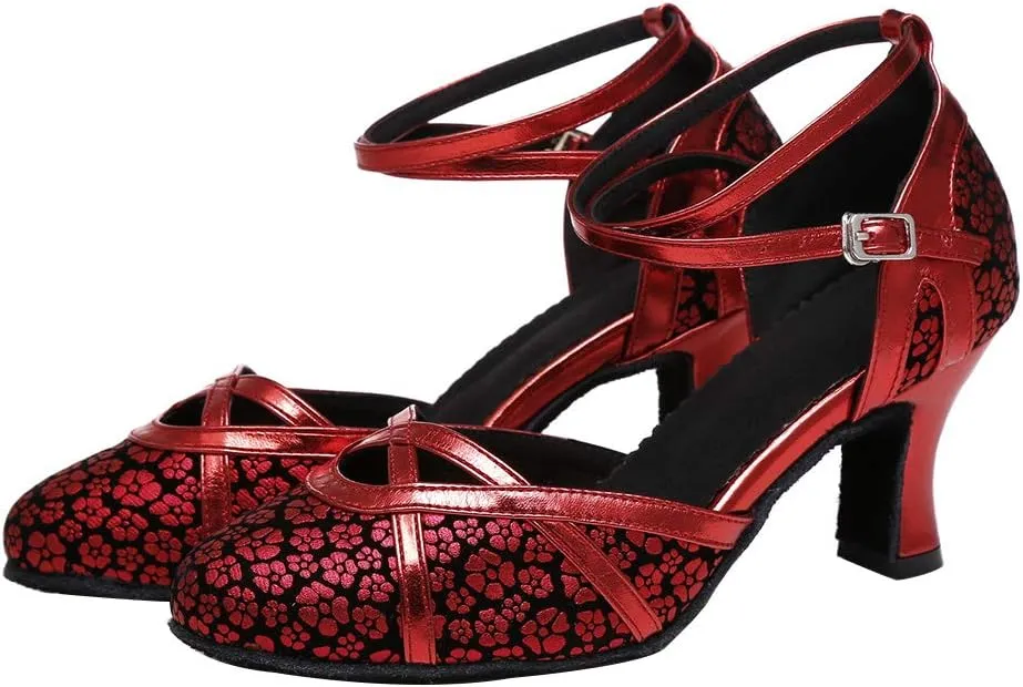 SWDZM Women's Latin Dance Shoes Closed Toe Salsa Tango Ballroom Party Practice Performance Dance Shoes Model-CMJ515