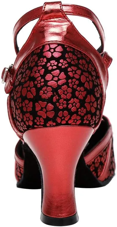 SWDZM Women's Latin Dance Shoes Closed Toe Salsa Tango Ballroom Party Practice Performance Dance Shoes Model-CMJ515