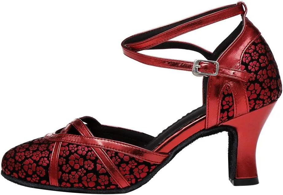 SWDZM Women's Latin Dance Shoes Closed Toe Salsa Tango Ballroom Party Practice Performance Dance Shoes Model-CMJ515