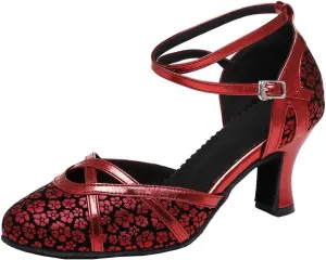 SWDZM Women's Latin Dance Shoes Closed Toe Salsa Tango Ballroom Party Practice Performance Dance Shoes Model-CMJ515