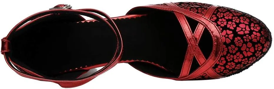 SWDZM Women's Latin Dance Shoes Closed Toe Salsa Tango Ballroom Party Practice Performance Dance Shoes Model-CMJ515