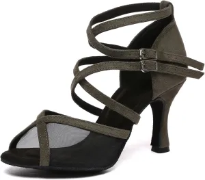 SWDZM Womens Latin Dance Shoes Heeled Ballroom Salsa Tango Party Professional Practice Dance Shoes,Model YCD47