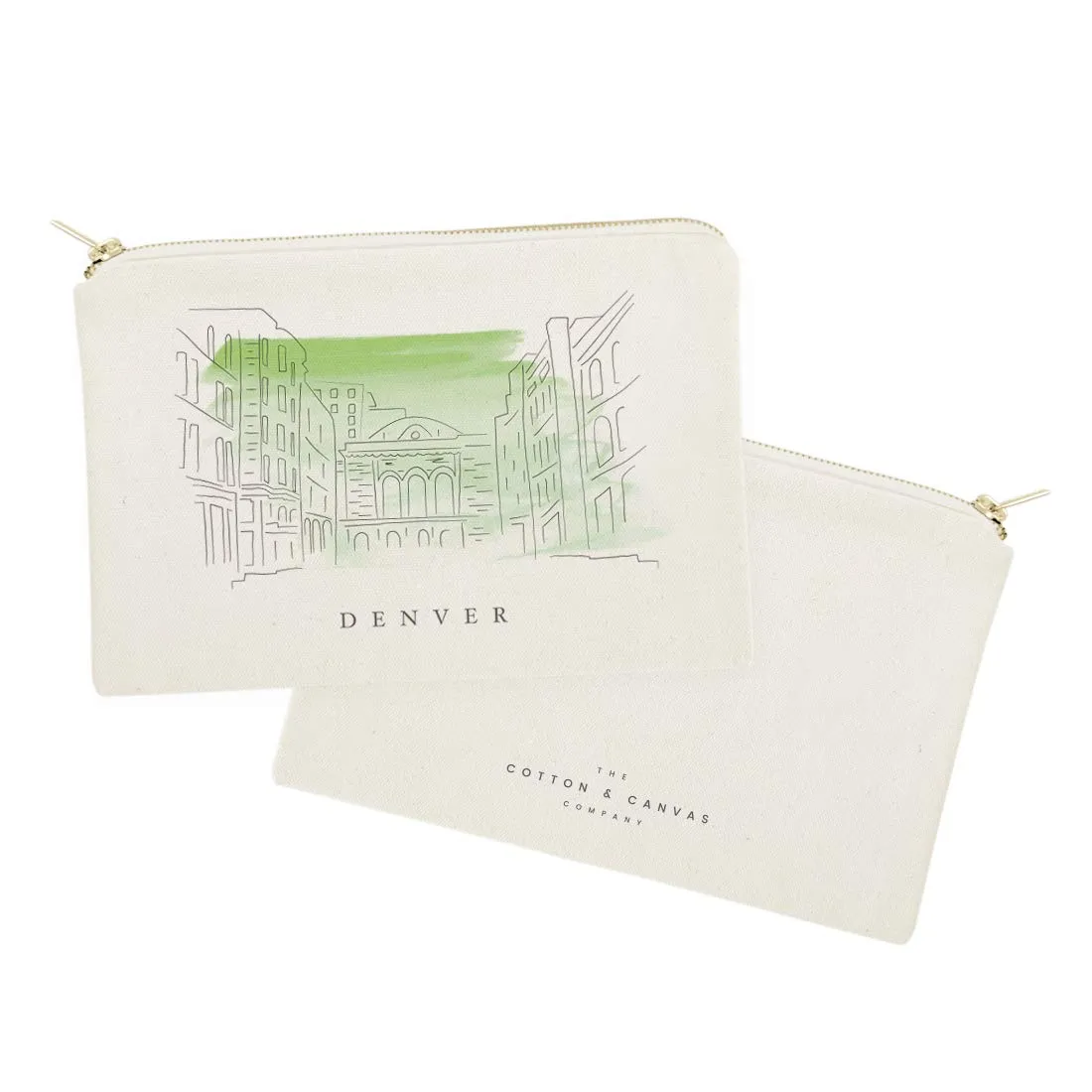 The Cotton & Canvas Co. Denver Cityscape, Skyline, Souvenir Cosmetic Bag and Travel Make Up Pouch
