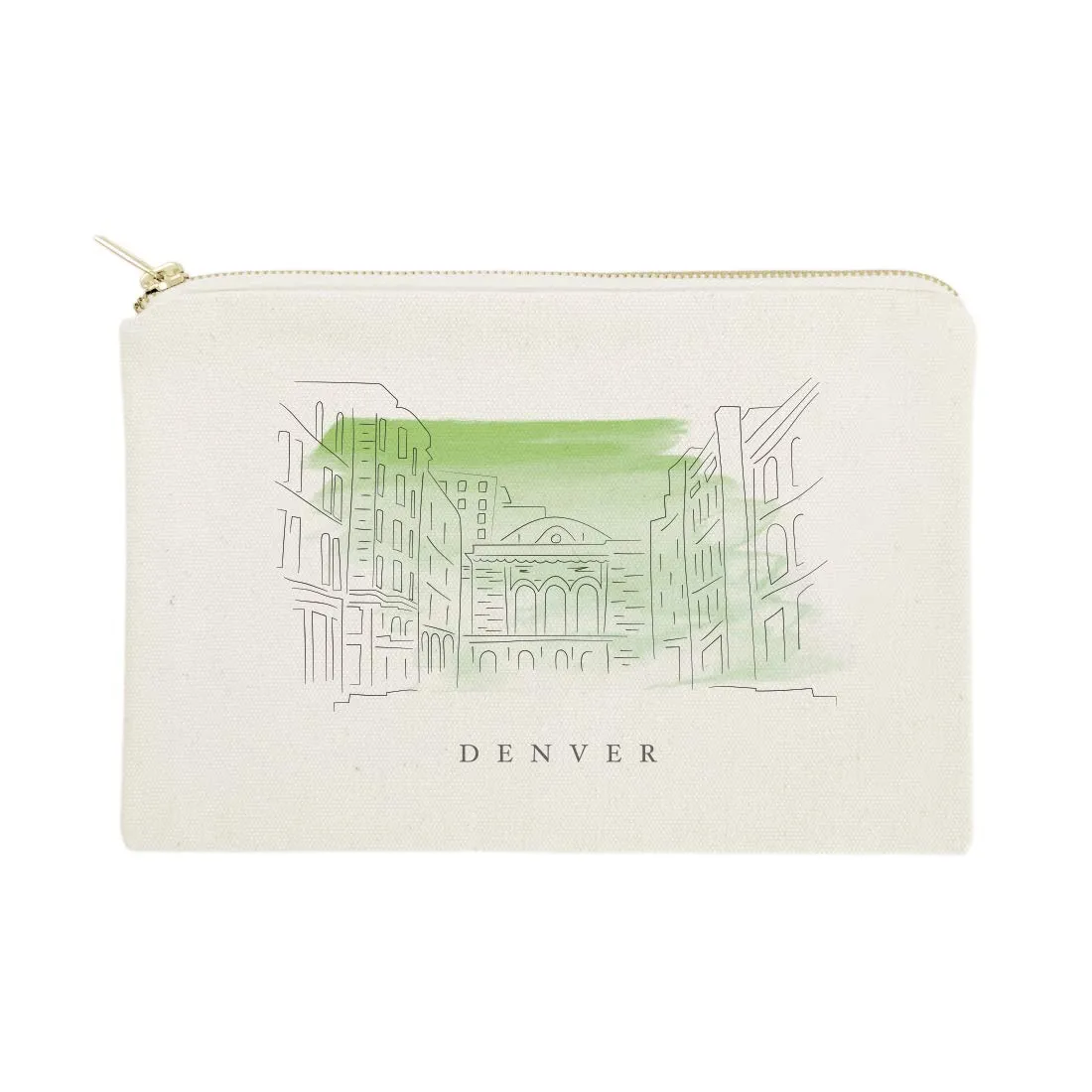 The Cotton & Canvas Co. Denver Cityscape, Skyline, Souvenir Cosmetic Bag and Travel Make Up Pouch