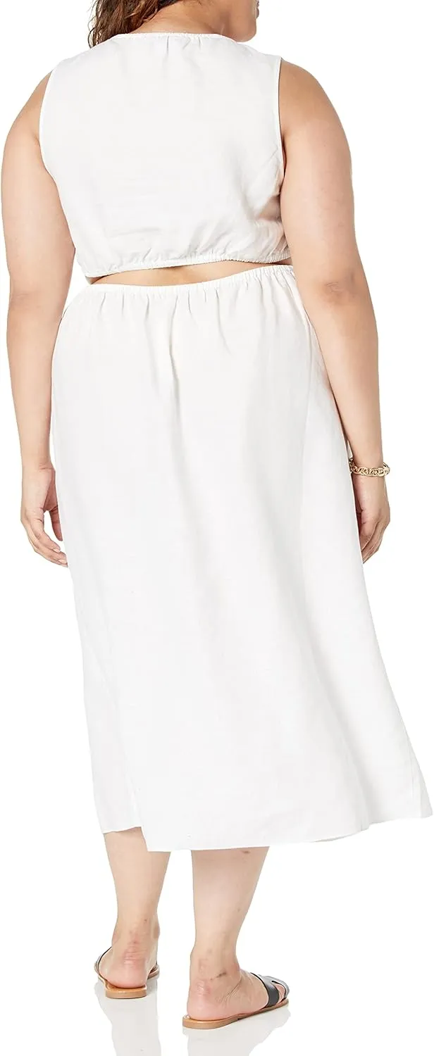 The Drop Women's Sade Linen Cut Out Midi