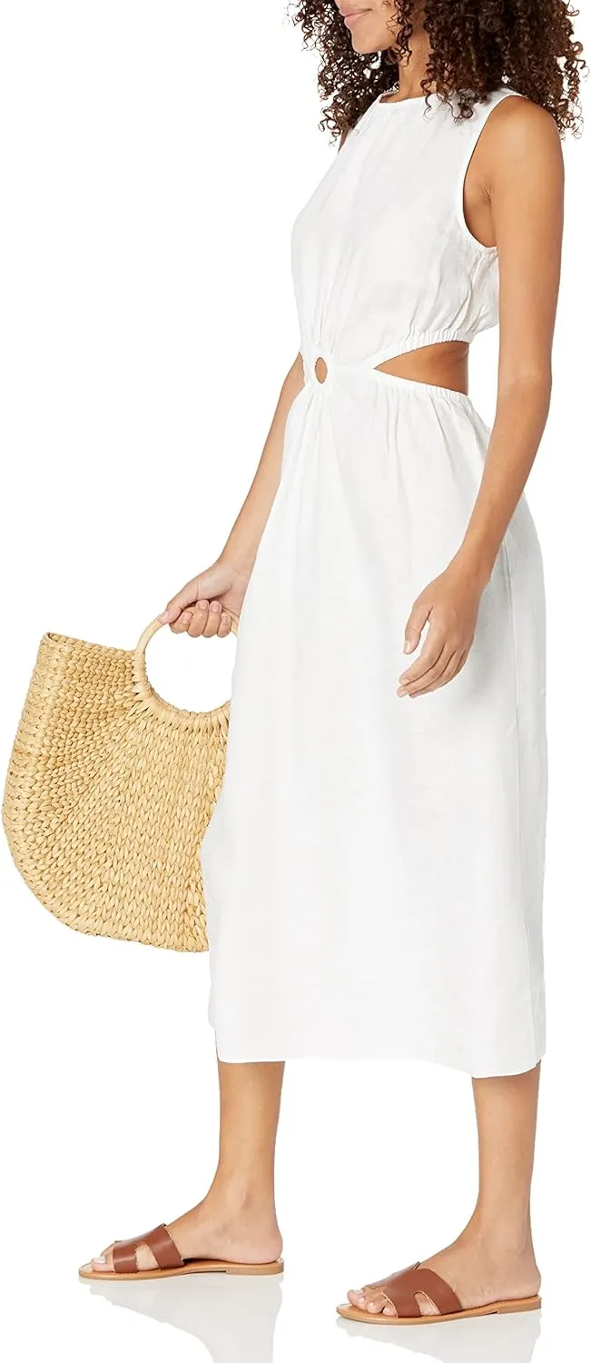 The Drop Women's Sade Linen Cut Out Midi