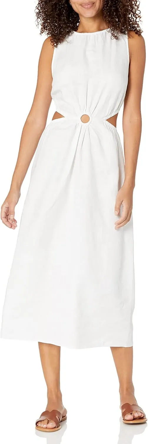 The Drop Women's Sade Linen Cut Out Midi